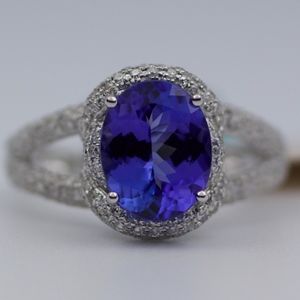 NEW EFFY 14k White Gold Tanzanite And Diamond Ring